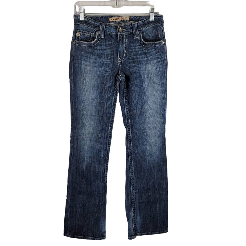 Big Star Maddie Mid Rise Fit Distressed Whiskering Bootcut Jeans 27R